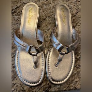 McKim Wedge Sandal Lilly gold shoes new without box size 9